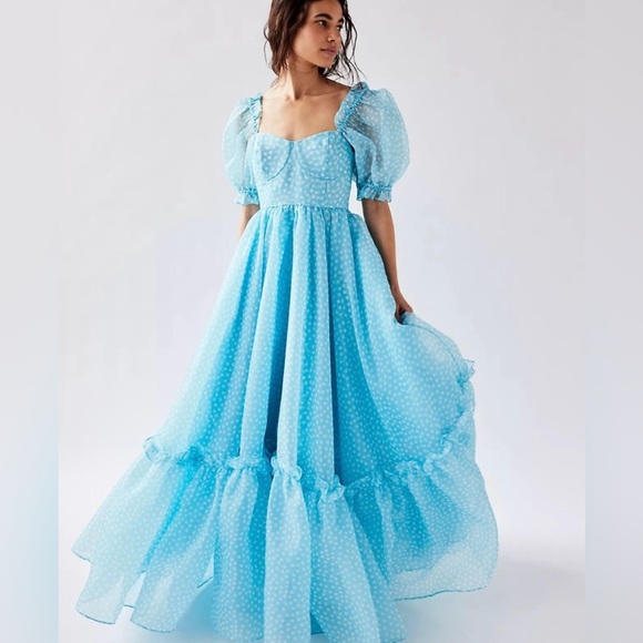 🌲 Selkie The Ritz Blue & White Polka Dot Gown - Picture 2 of 5